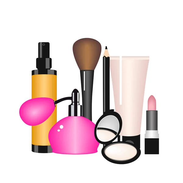 Women's cosmetics on white background