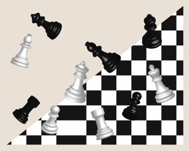 Satranç ve satranç tahtası 3d afiş