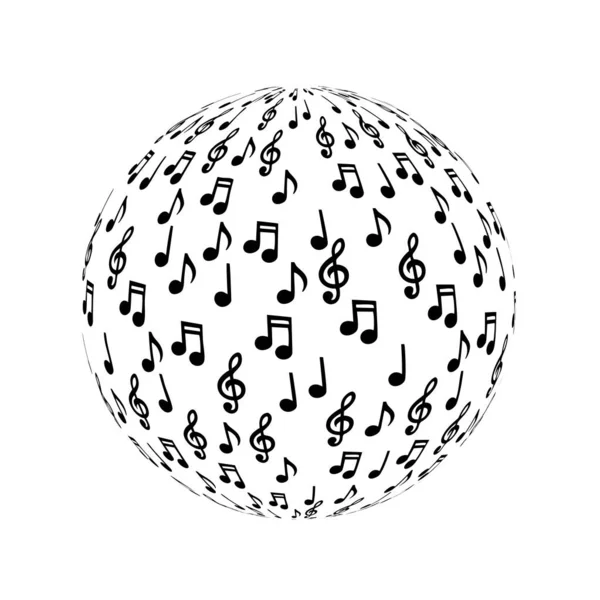 Pelota Redonda Con Notas Musicales — Vector de stock