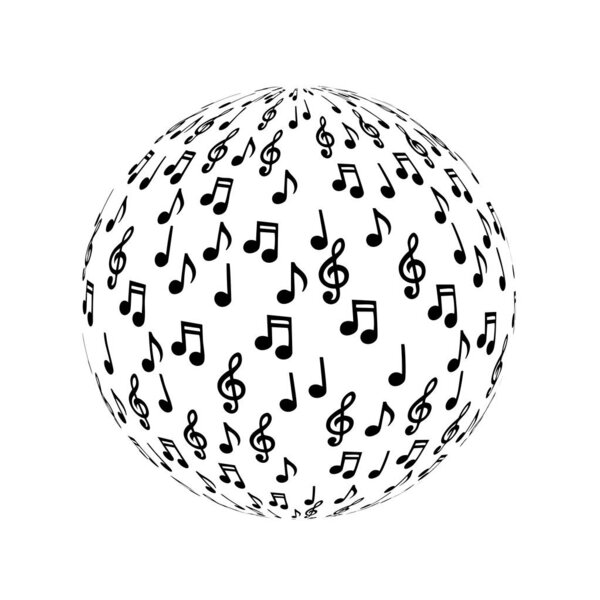 Round ball with musical notes