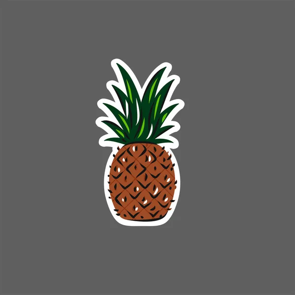 Dekor Için Ananas Izole Etiket — Stok Vektör