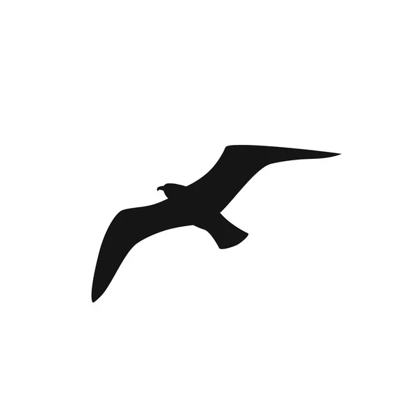 Oiseau Mouette Décor Silhouette Noire — Image vectorielle