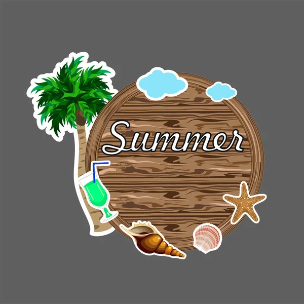 Hello summer sticker round decor