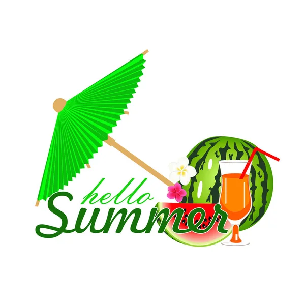 Hello Summer Lettering Logo Decor — Stock Vector