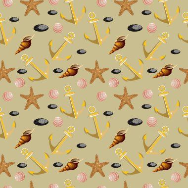 Seashells deniz yıldızları Dikişsiz desen