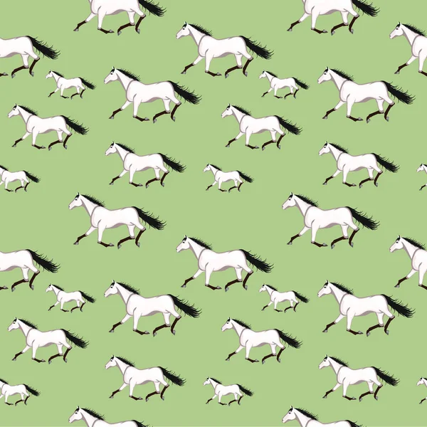 Άλογα Που Τρέχουν Απρόσκοπτη Διακόσμηση Μοτίβων — Διανυσματικό Αρχείο