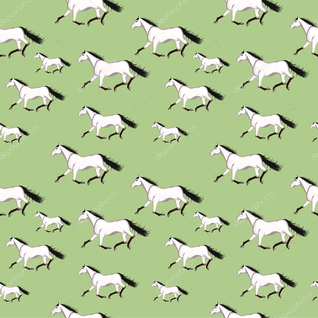 Horses running Seamless pattern decor
