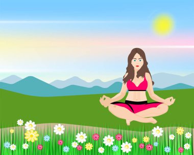 Doğada yoga yapan kız