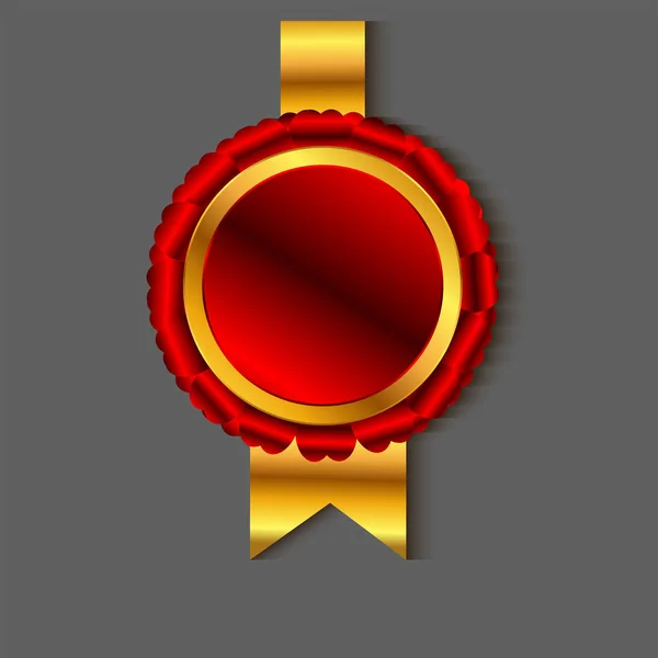 Medalla Roja Dorada Aislada Con Sombra — Archivo Imágenes Vectoriales