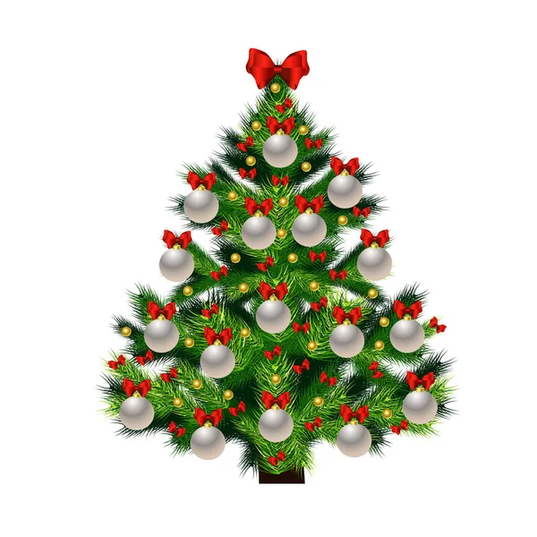 白い背景にクリスマスツリー新年 — ストックベクタ