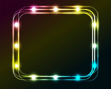 Parlak arka plan üzerinde Neon yuvarlak çerçeve