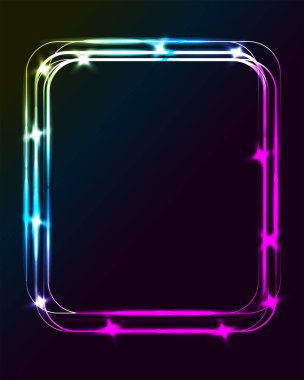 Parlak arka plan üzerinde Neon yuvarlak çerçeve