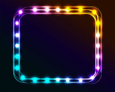 Parlak arka plan üzerinde Neon yuvarlak çerçeve