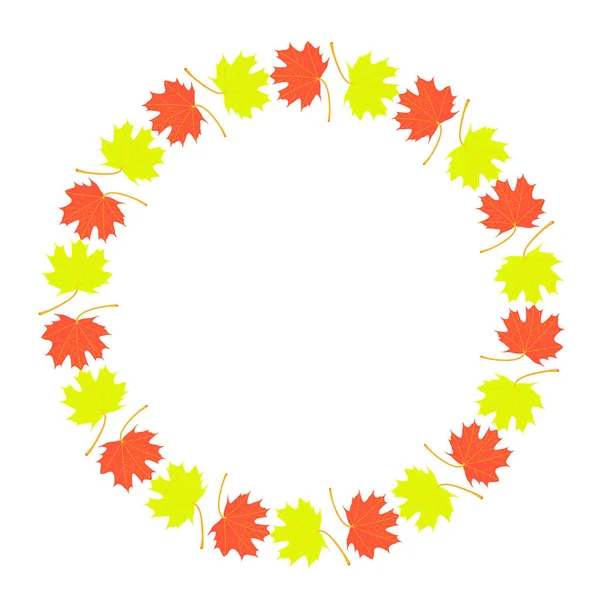 Herbst Runde Rahmen Mit Blättern Dekor — Stockvektor