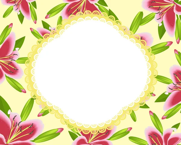 Lily Quadro Flores Banner Decorativo — Vetor de Stock