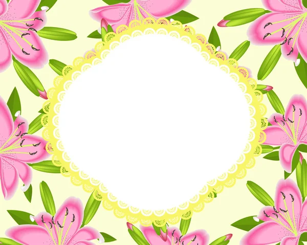 Lily Κορνίζα Λουλούδια Διακοσμητικό Πανό — Διανυσματικό Αρχείο