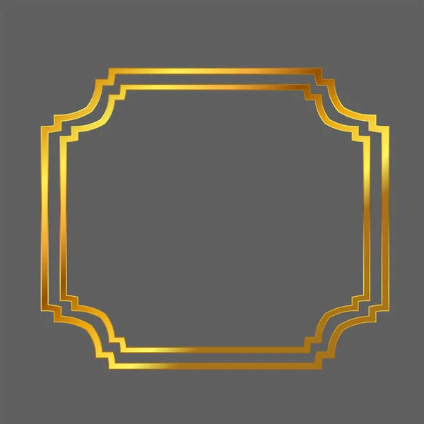 Frame Dekoration Guld Kvadrat Isolerad — Stock vektor