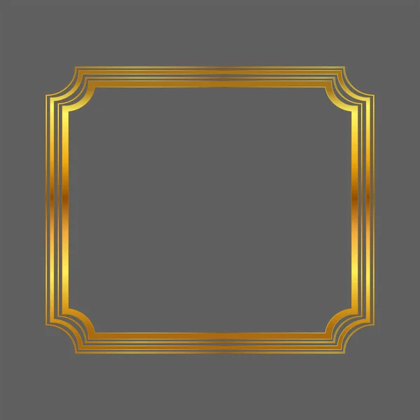 Frame Decoração Ouro Quadrado Isolado — Vetor de Stock