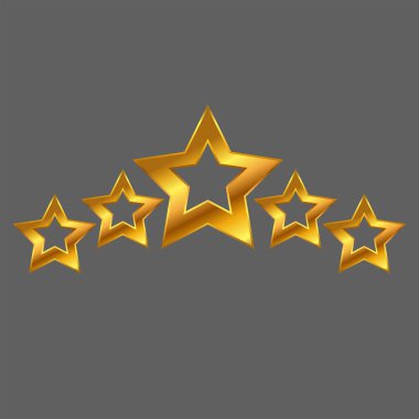 Beş altın yıldız izole dekor