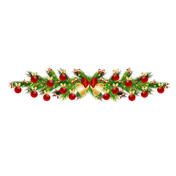Rama Árbol Navidad Con Juguetes — Vector de stock