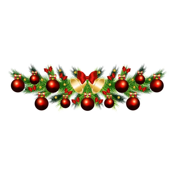 Rama Árbol Navidad Con Juguetes — Vector de stock