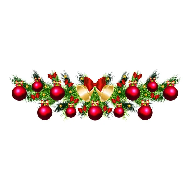 Branche Arbre Noël Avec Jouets — Image vectorielle