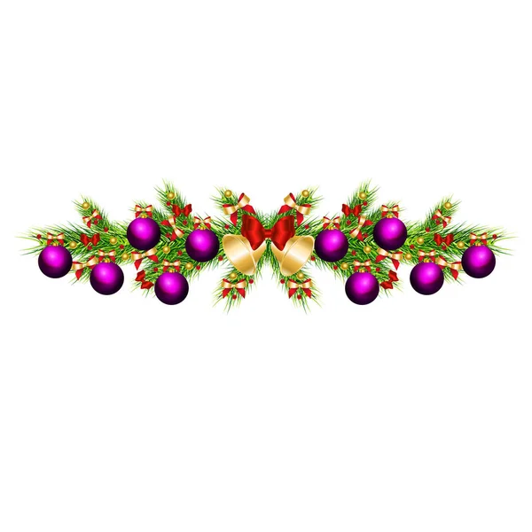 Ramo Árvore Natal Com Brinquedos — Vetor de Stock