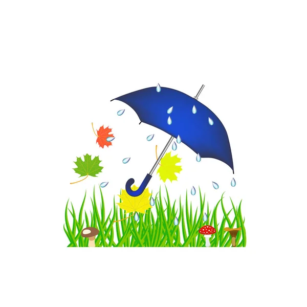 Regenschirm Lässt Regen Dekor Isoliert — Stockvektor