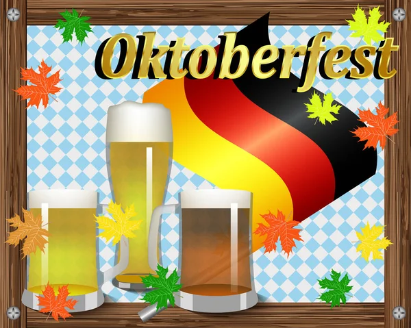 Oktoberfest Festival Greating Postcard Decor — Stock Vector