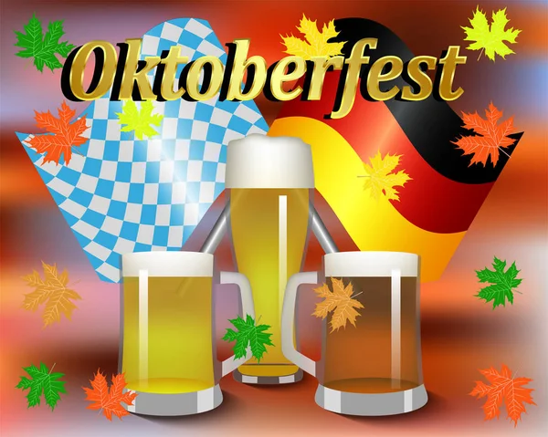 Oktoberfest Festival Gran Decoración Tarjetas Postales — Vector de stock