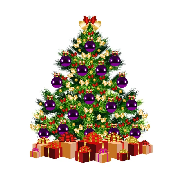 Árvore Natal Ano Novo Fundo Branco —  Vetores de Stock