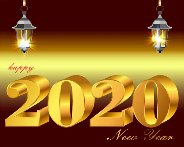 Tarjeta Postal Greating Año Nuevo 2020 — Vector de stock