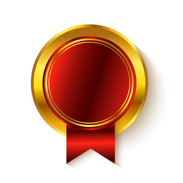 Gold round medal with shadow