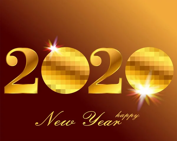 Tarjeta Postal Greating Año Nuevo 2020 — Vector de stock