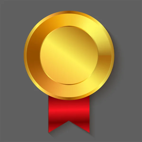 Medalla Oro Rojo Vacío Aislado — Vector de stock