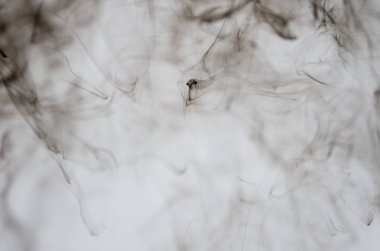 Beyaz arka plan üzerinde koyu duman bulutları