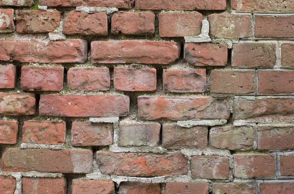 Vieux Mur Briques Endommagé Avec Béton — Photo