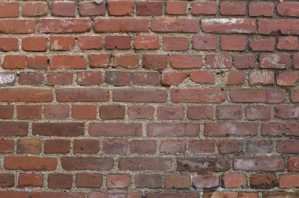 Vieux Mur Briques Endommagé Avec Béton — Photo