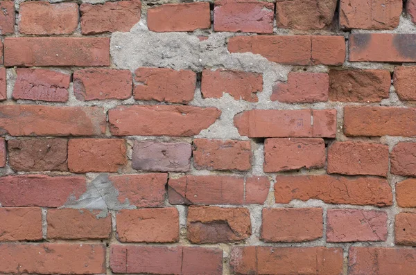 Vieux Mur Briques Endommagé Avec Béton — Photo