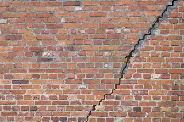 Vieux Mur Briques Endommagé Avec Béton — Photo