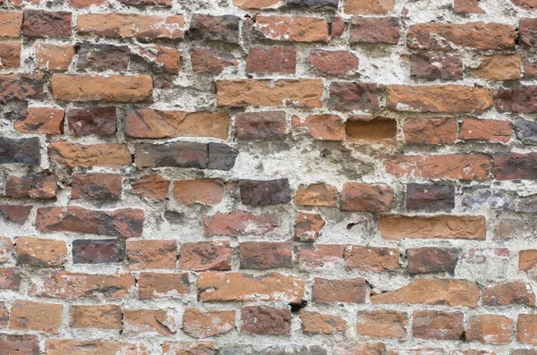 Vieux Mur Briques Endommagé Avec Béton — Photo