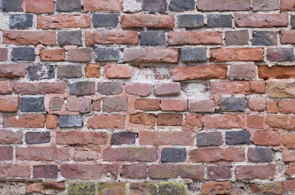 Vieux Mur Briques Endommagé Avec Béton — Photo
