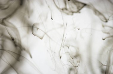 Beyaz arka plan üzerinde koyu duman bulutları