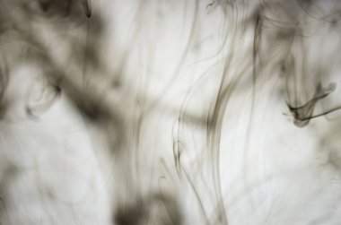 Beyaz arka plan üzerinde koyu duman bulutları