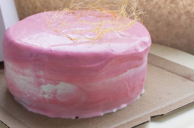 lezzetli pasta pembe krema ile görünümünü portre