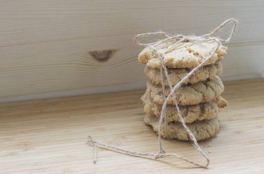 Yulaf kurabiye görünümünü closeup ip bağladılar