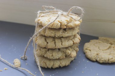 Yulaf kurabiye görünümünü closeup ip bağladılar