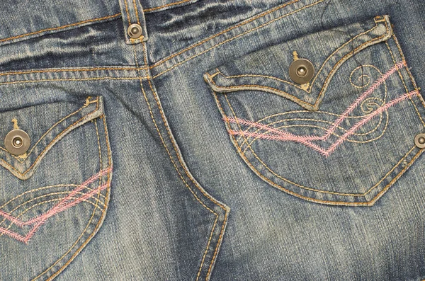 Nahaufnahme Ansicht Von Blue Jeans Stoff Textur Hintergrund — Stockfoto