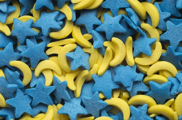 Copos Cereales Azules Amarillos Cielo Nocturno Concepto Colocado Montón — Foto de Stock