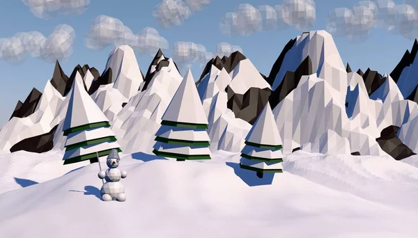 雪だるま冬の風景の イラストレーション ストック画像